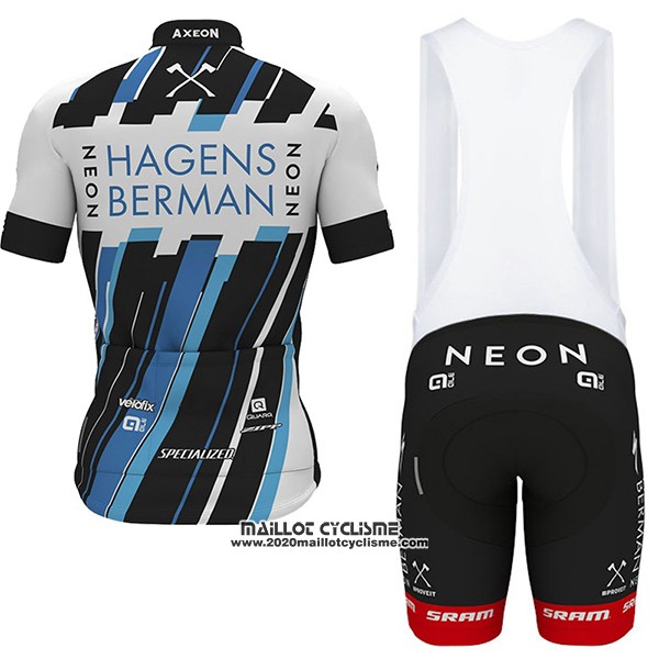 2017 Maillot Ciclismo Axeon Hagens Berman Blanc et Noir Manches Courtes et Cuissard